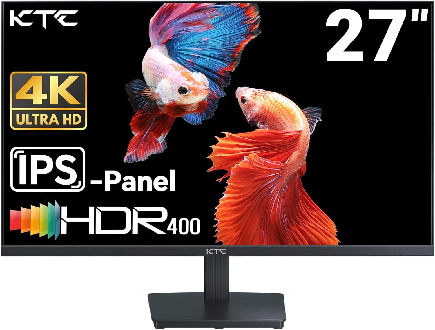 KTC 27 Inch 4K UHD Computer Monitor, IPS 3840×2160 Monitor with HDR400, DCI-P3 95%, 1.07 Billion Colors, HDMI DisplayPort, 60Hz FreeSync PC Monitor, H27P27