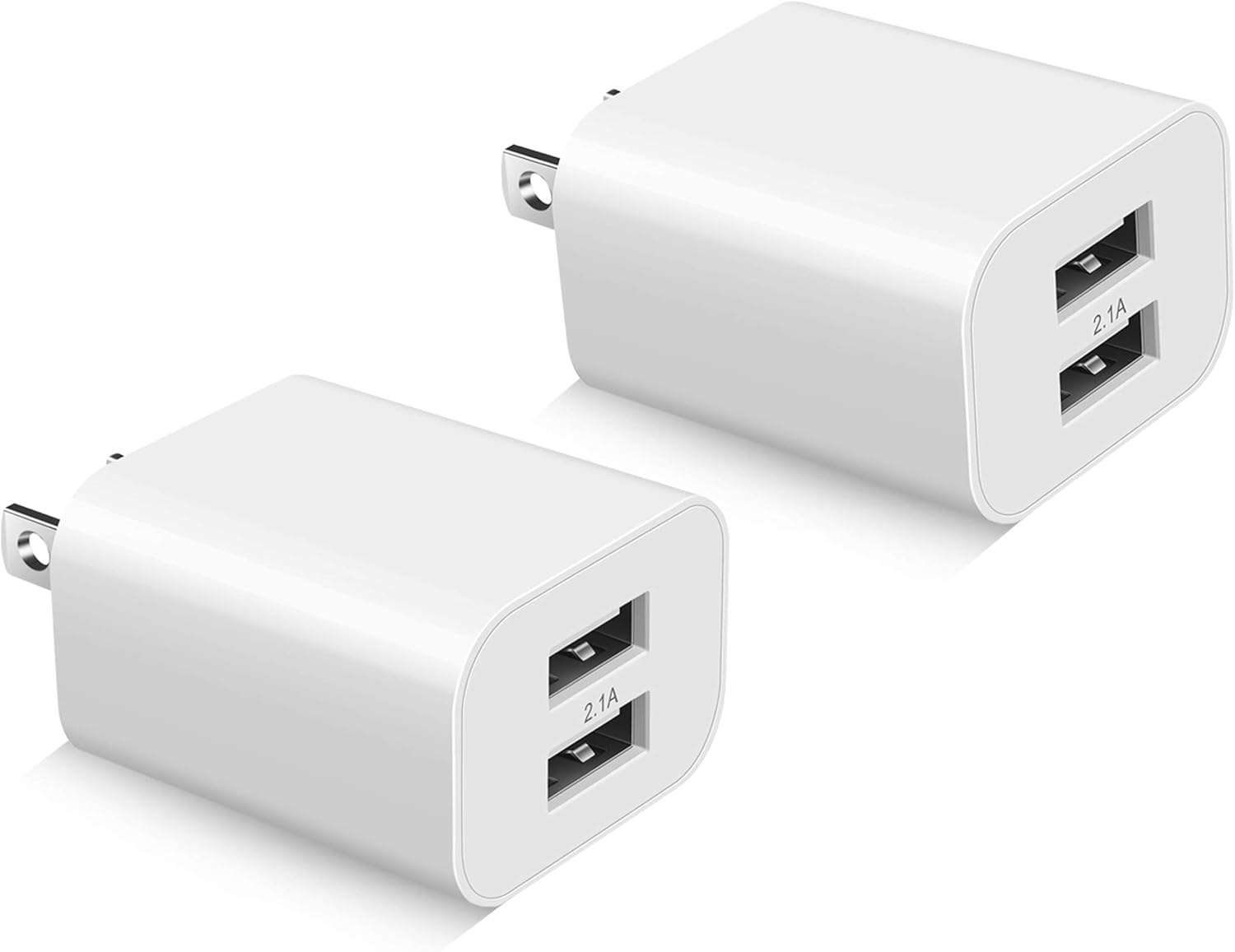 USB Wall Charger Block 2Pack Dual Port Cube Plug Power Charging Adapter Brick for Apple iPhone 15/14/13/12/XS Max/XR/X/8/8 Plus/7/6S/6S Plus/6/SE/5S/5C/iPad Mini/Air/Samsung Galaxy Kindle Fire LG