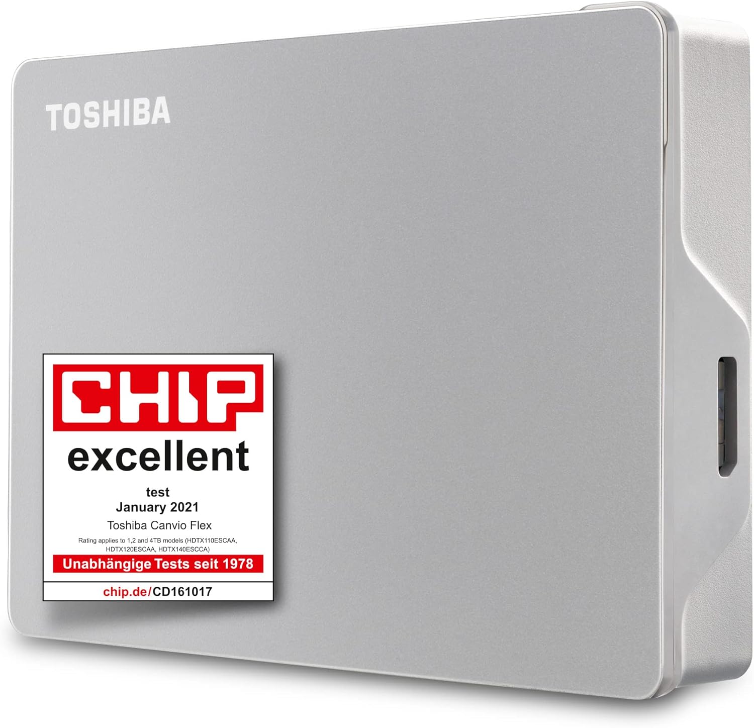 Toshiba 4TB Canvio Flex Portable External Hard Drive for Mac, Windows PC and Tablet use, Compatible with Most USB-C and USB-A Devices, Silver (HDTX140ESCAA)