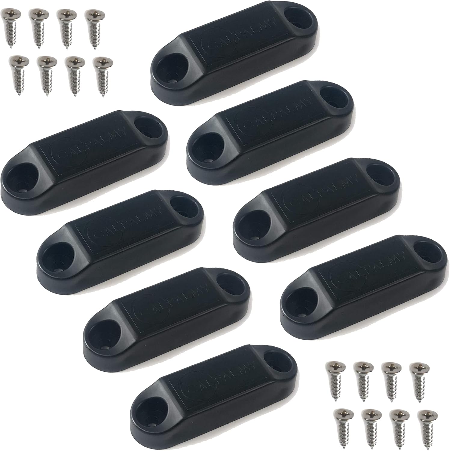 CALPALMY (4 Pairs) Magnetic Baggage Door Catch and Holder Kit – Black RV Storage Door Latch Perfect Alternative for Plastic Spring Clips for Use in Campers and Motor Homes