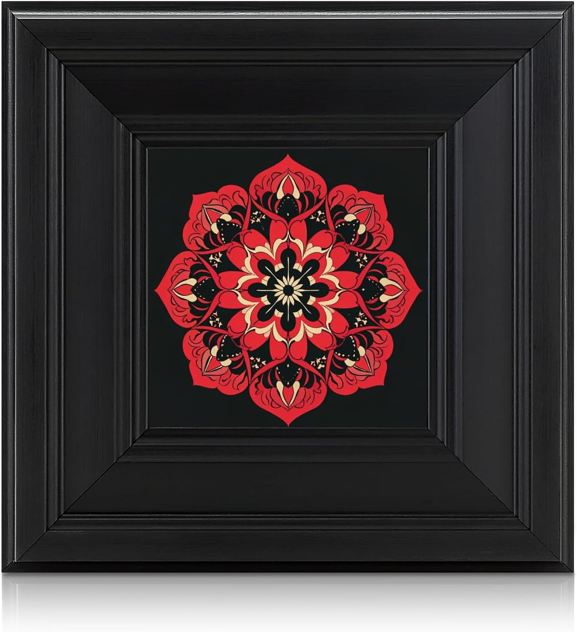 Brivoria 8″x8″ Modern Framed Mandala Wall Art – Elegant, Durable, Desk Decor, and Easy to Install Modern Decor for Living Room Decor, Study Room Wall Art, Modern Wall Decor, Crimson Flame