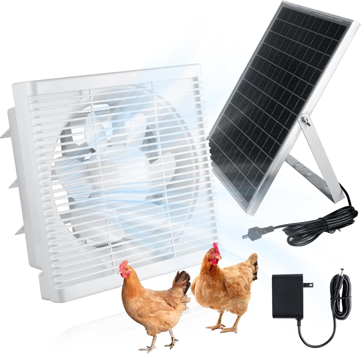 Solar Powered Fan for Greenhouse, 11.4” Solar Exhaust Fan w 20W Solar Panel, Greenhouse Air Fans for Outside w On/Off Switch Cable, 24/7hrs Shed Ventilation for Chicken Coop, Shed, Garage