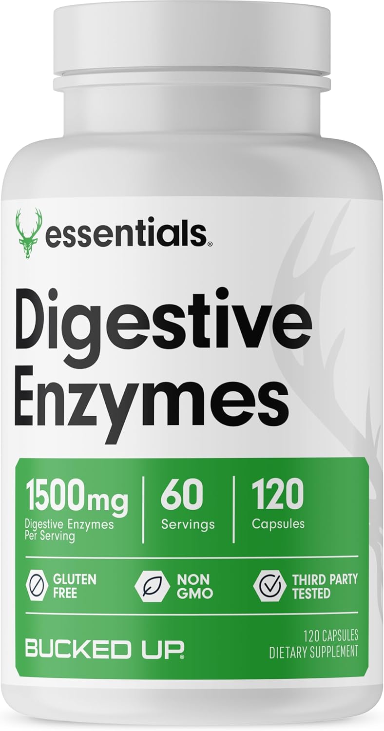 Bucked Up Digestive Enzymes (1500 mg), Essentials (60 Servings, 120 Capsules)