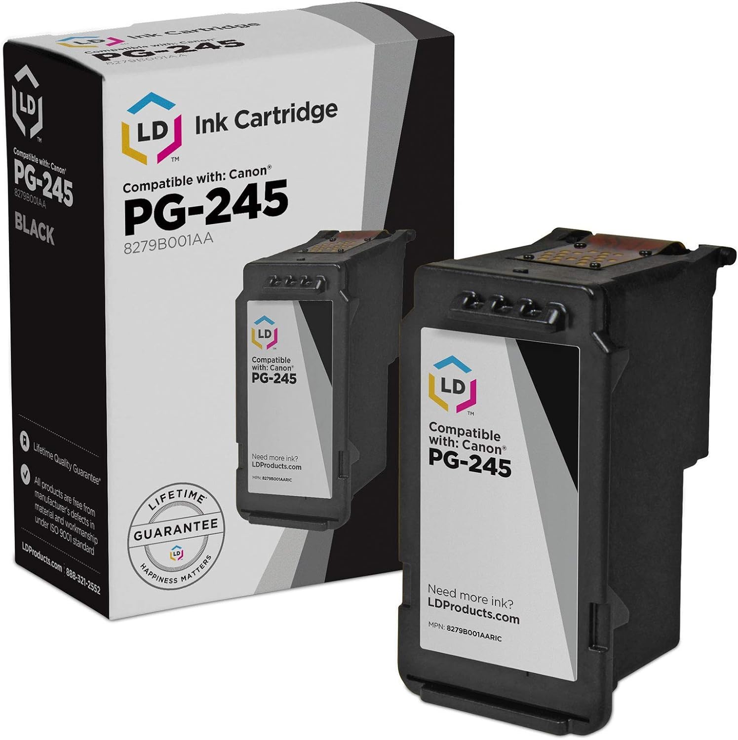 LD Products Remanufactured Ink Cartridge Replacement for Canon PG-245 8279B001AA (Black) for use in Canon PIXMA iP2820, MG2420, MG2520, MG2522, MG2525, MG2555, MG2920, MG2922, MG2924, MG3020, MG3022