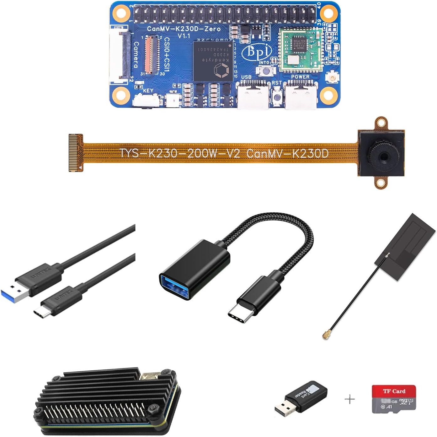 youyeetoo Banana Pi BPI-CanMV-K230D-Zero Single Board Computers, Canaan K230D RISC-V, 128MB LPDDR4, Dual Kamera MIPI CSI, 40Pin GPIO, AIoT SBC, Motherboard (Metal case kit)