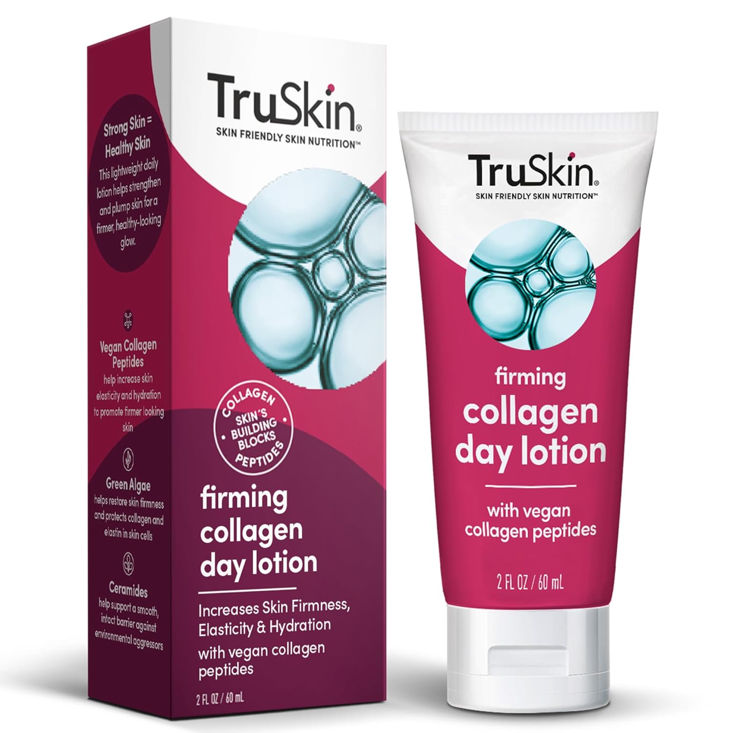 TruSkin Collagen Cream for Face – Firming Day Lotion with Vegan Collagen Peptides, Tri-Ceramides & Green Algae – Anti Aging Skin Care Made to Strengthen & Plump Skin for a Firm, Healthy Glow – 2 fl Oz