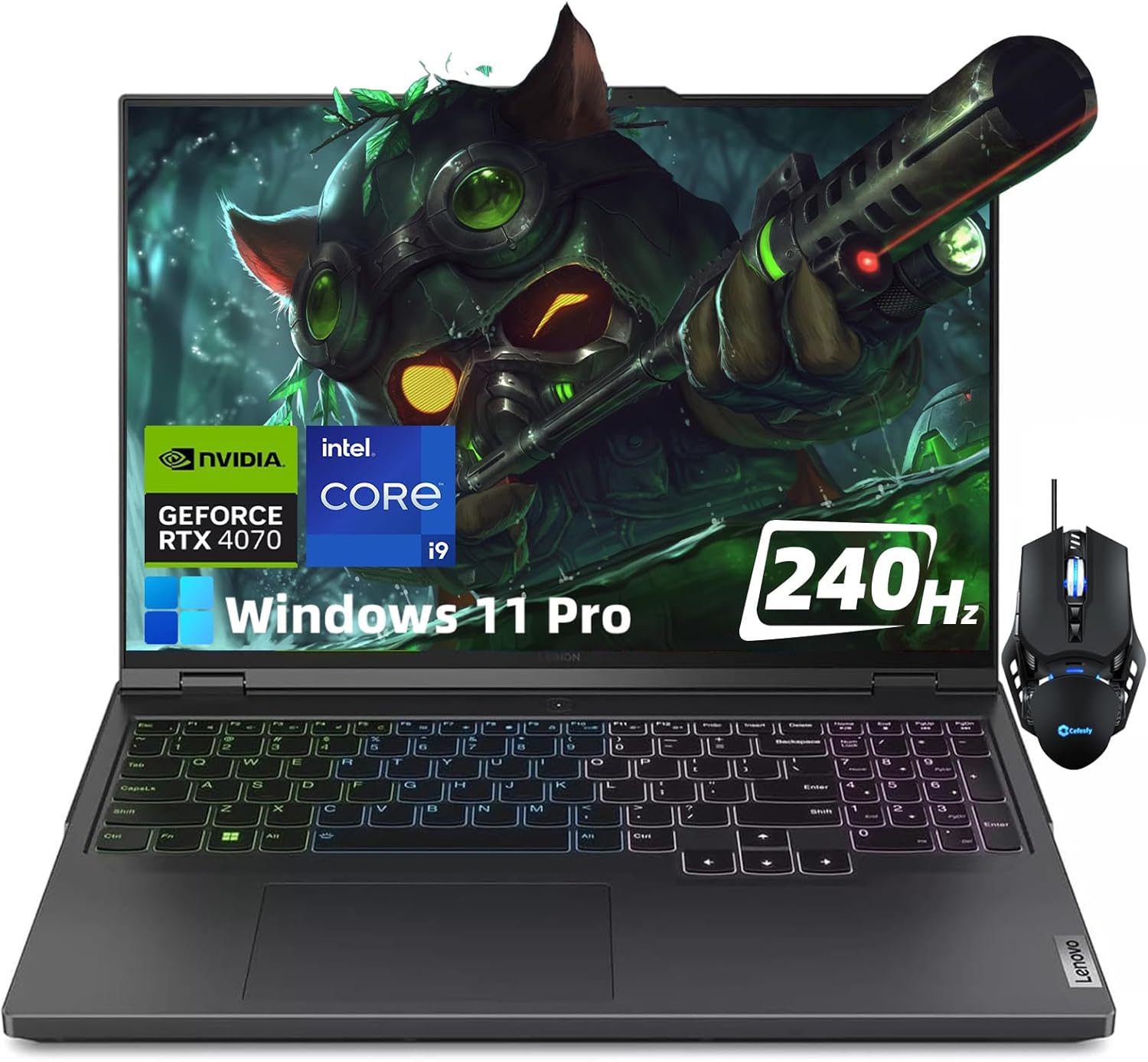 Lenovo Newest Legion Pro 5i Gaming Laptop, 16″ 240Hz WQXGA Display, Intel Core i9-13900HX, NVIDIA GeForce RTX 4070, 64GB DDR5, 2TB SSD, Backlit Keyboard, Wi-Fi 6E, Win 11 Pro & Cefesfy Gaming Mouse