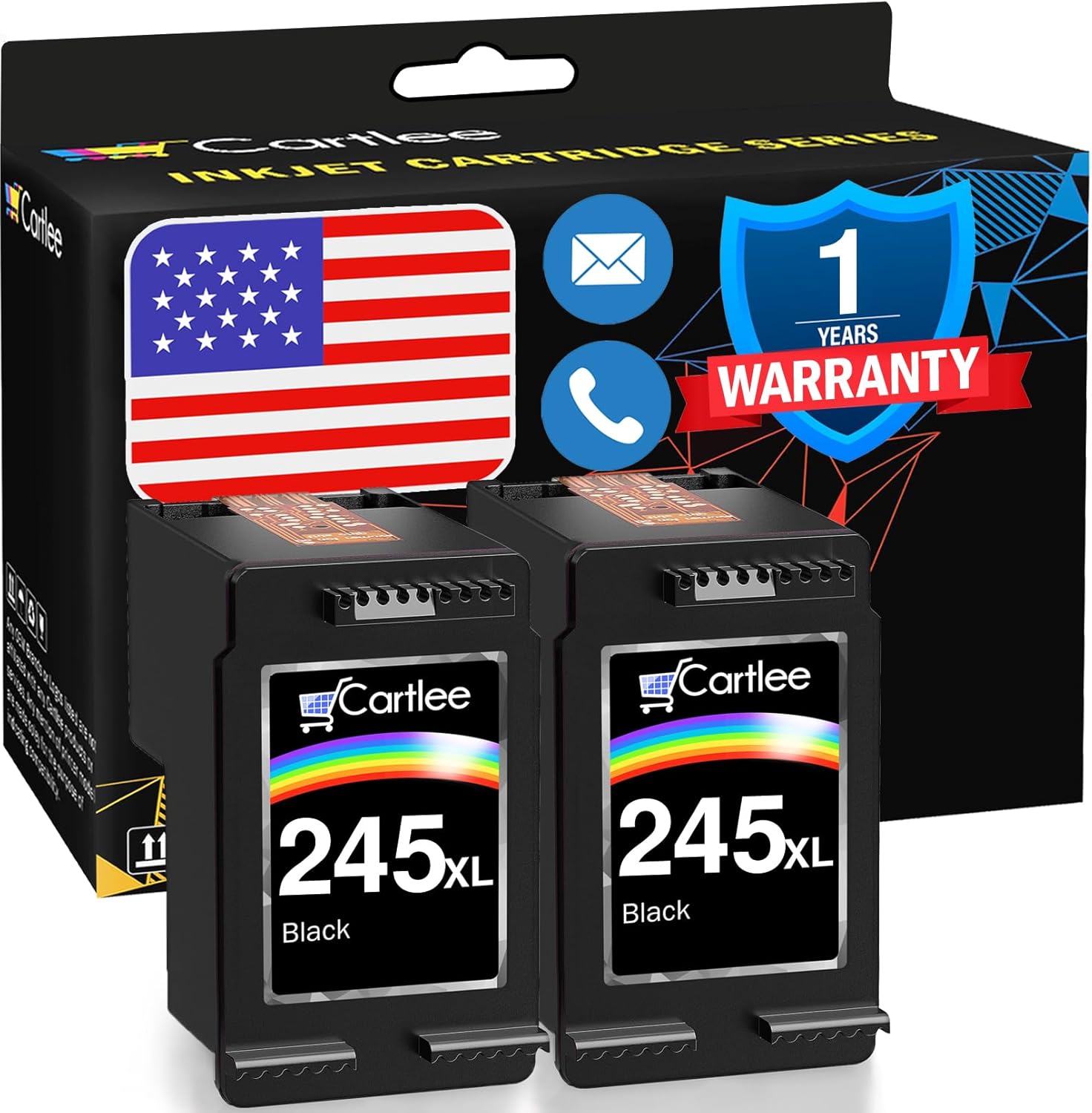 Cartlee Compatible Ink Cartridges Replacement for Canon Ink 245 for Canon PG-245xl Ink Cartridge for iP2820 MG2420 MG2920 MG2922 MG2520 MG2924 MX492 (2 Black)