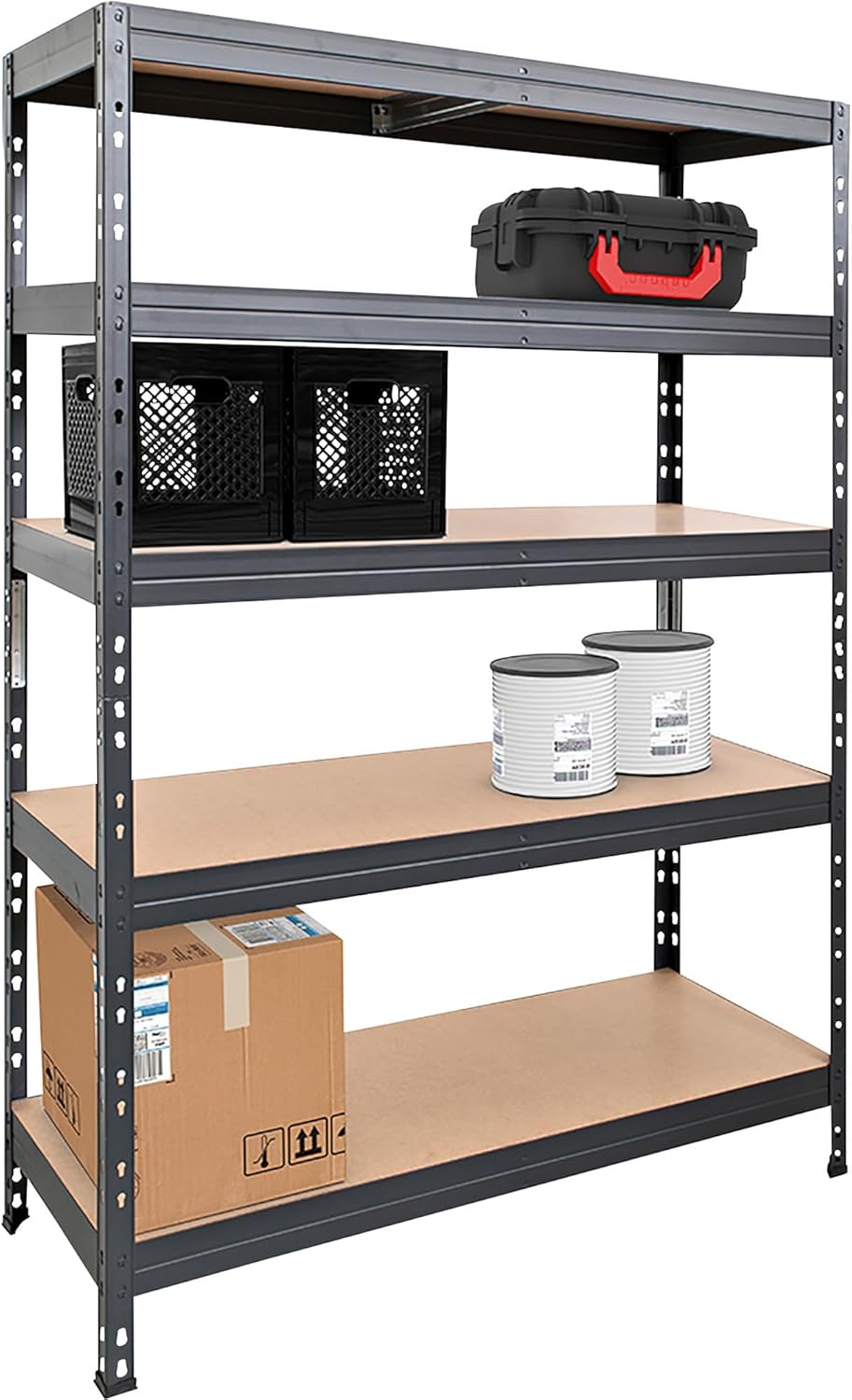 Heavy-Duty Garage Shelving, 5-Shelf Unit, 800-Lb. Capacity Per Shelf, 48in.W x 20in.D x 70in.H, Model# TR18S504KGGED9TG00