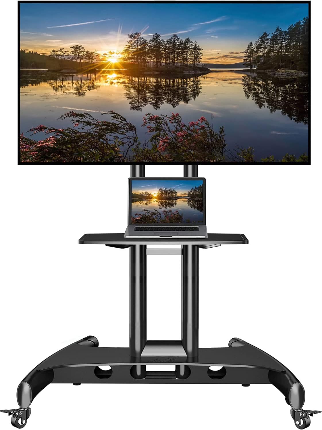 NB North Bayou Mobile TV Cart Rooling TV Stand with Wheels for 32 to 75 Inch LCD LED OLED Plasma Flat Panel Screens up to 100lbs AVA1500-60-1P (Black)