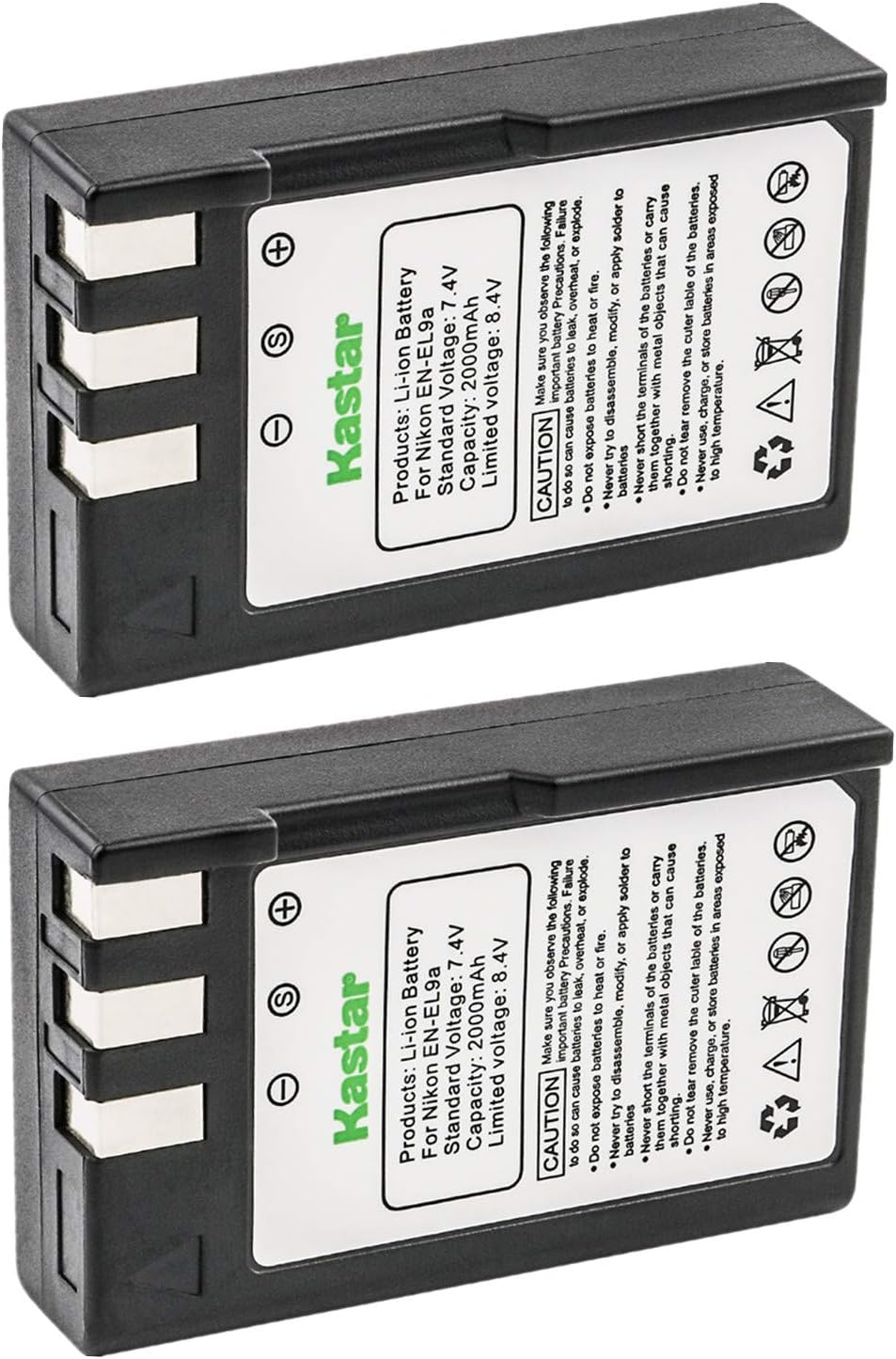 Kastar 2 Packs EN-EL9 Compatible Battery Replacement for Nikon EN-EL9, EN-EL9a, EN-EL9e Batteries and Nikon D40, D40x, D60, D5000, D3000 Cameras, Nikon MH-23 Charger