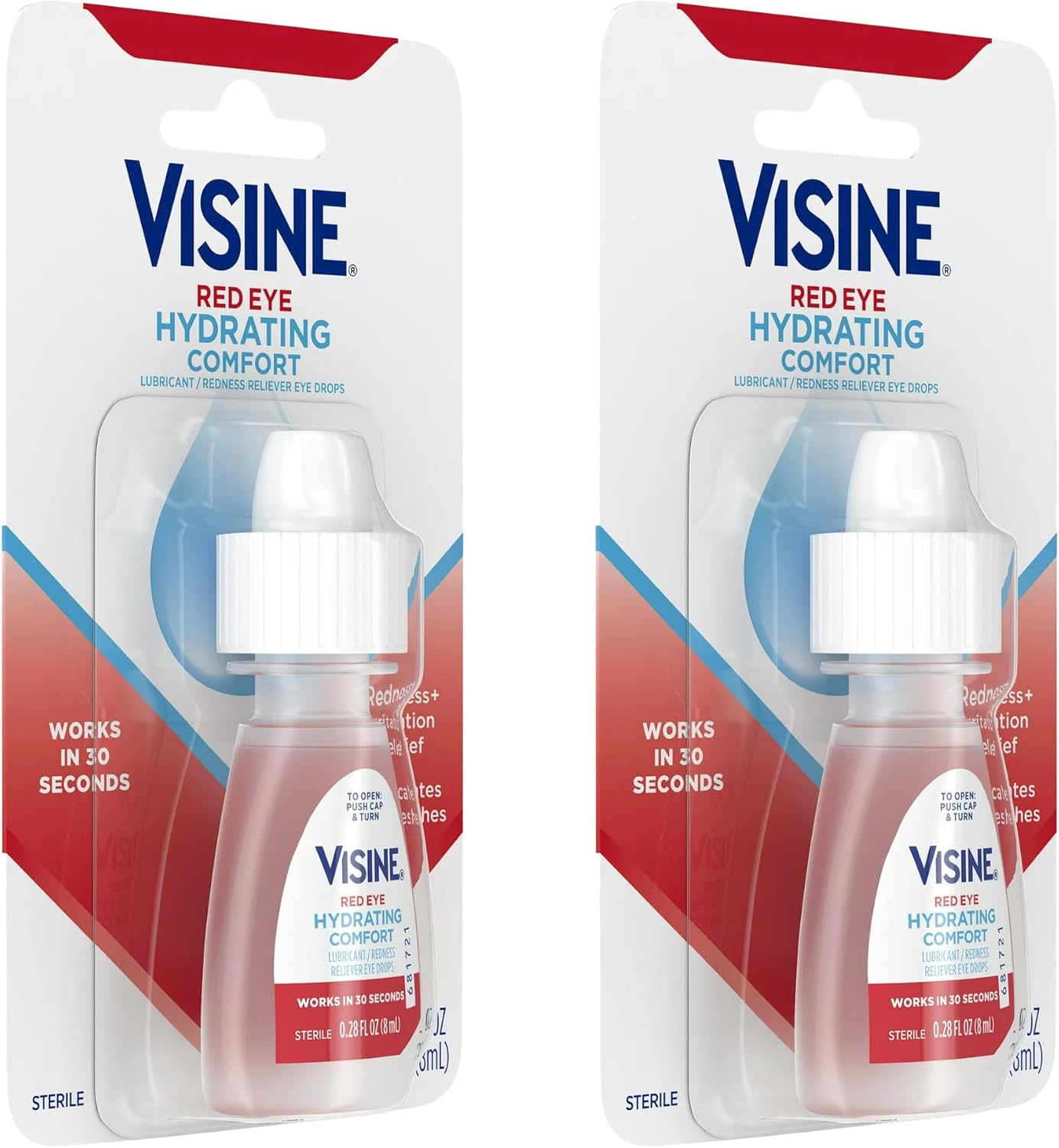 Visne Red Eye Comfort Redness Relief Eye Drops to Help Relieve Red Eyes Due to Minor Eye Irritations Fast 0.28 Fl OZ (8ML) 2 Pack, Clear