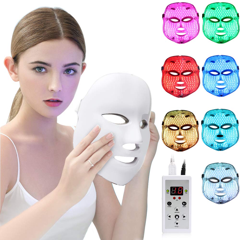 Blue Red Light Theràpy Màsk for Face, 7 Colors led face màsk Light Theràpy, Skin Care Màsk for Face for Mom Mather or Wife