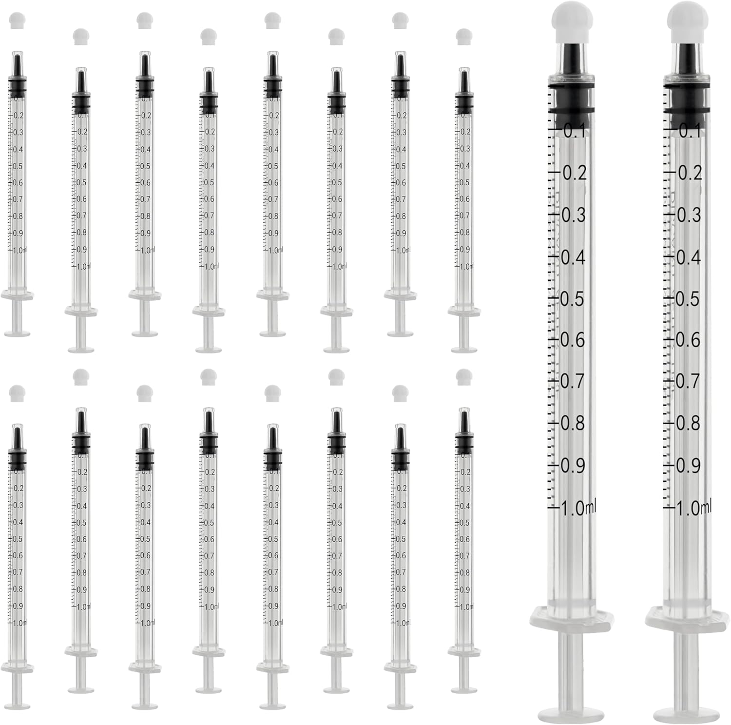 20Pack 1ml/cc Syringe for Liquid with Caps – Liquid Measuring Syringe – Syringes Tools for Scientific Labs, Feeding – Individually Sterile Sealed