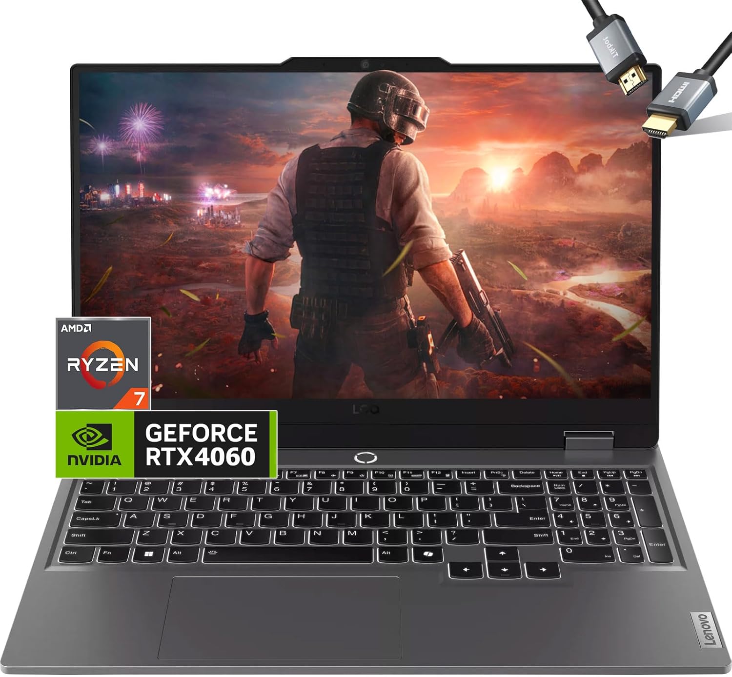 Lenovo-LOQ RTX 4060-Gaming Laptop-2024 – AMD Ryzen 7 7435HS – 15.6 FHD IPS Display G-SYNC – Windows 11 – Backlit Keyboard – Computadora Gamer 2024 (32GB RAM | 2TB PCIe SSD)