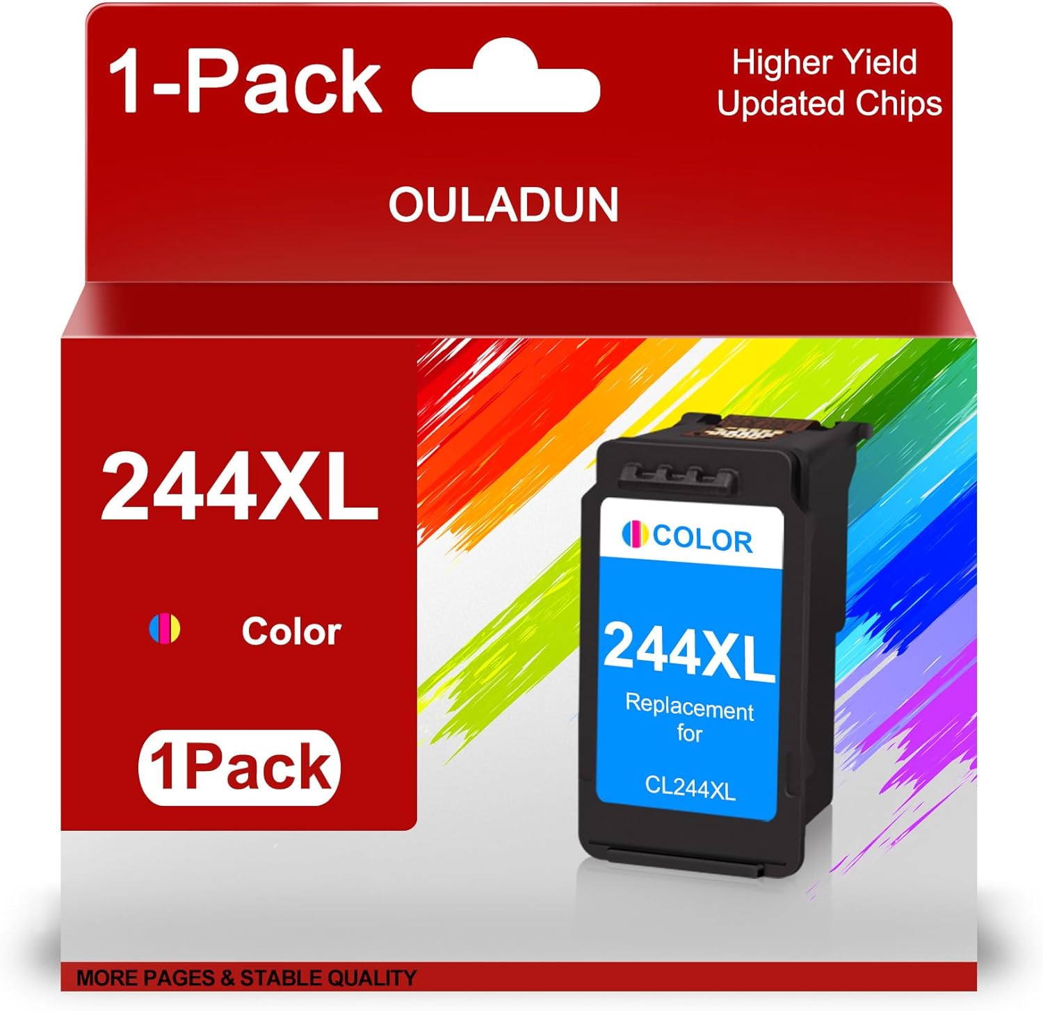 CL-244XL Tri-Color Ink Cartridges Remanufactured for Canon 244XL 244 CL244XL Ink Cartridges for Pixma TR4520 TR4522 MG2520 MG2522 MG2922 TS3322 TS3122 MX490 MX492 Printers (1 Color)