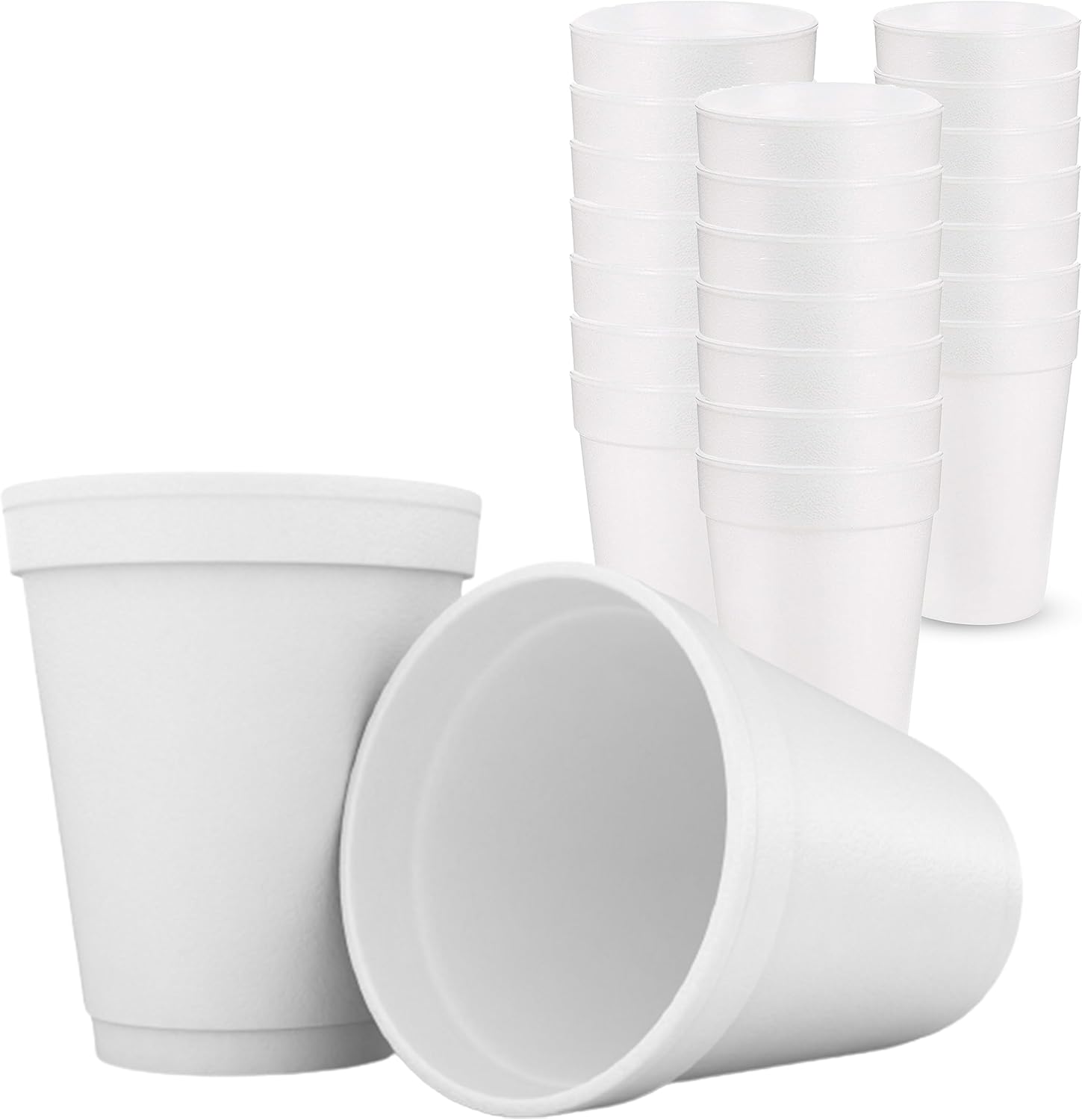 Concession Essentials 16oz Disposable White Foam Cups – Pack of 100ct