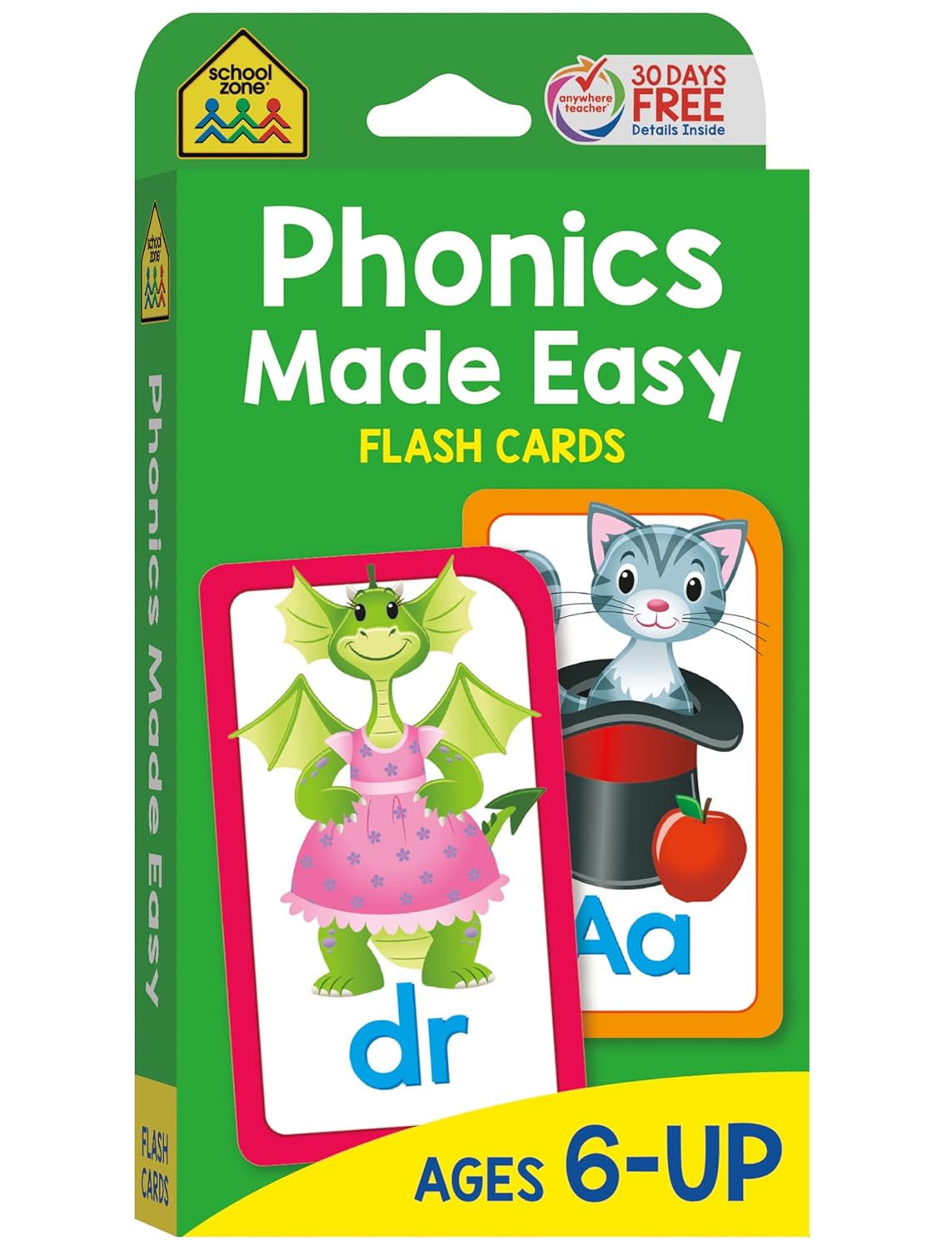 School Zone – Phonics Made Easy Flash Cards – Ages 6 and Up, Kindergarten, 1st Grade, 2nd Grade, Early Reading, Short Vowels, Long Vowels, Letter Combinations, Word-Picture Recognition, and More