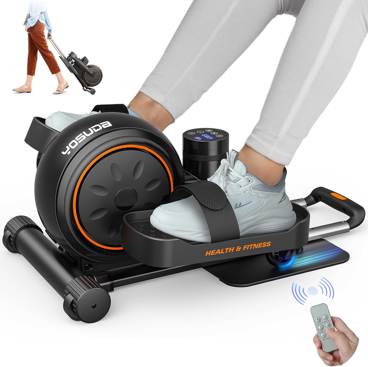 YOSUDA PRO Under Desk Elliptical with Adjustable Resistances and Speed, Electric Ellipse Leg Exerciser with Remote Control and Non-Slip Foot Straps