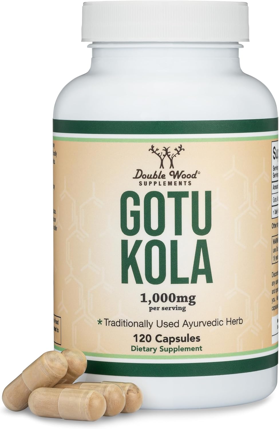 Gotu Kola Capsules (Centella Asiatica) 1,000mg of Per Serving (120 Capsules) No Fillers, Vega, Safe, Non-GMO, Gluten Free (Gotu Kola Extract for Relaxation and Cognitive Function) by Double Wood