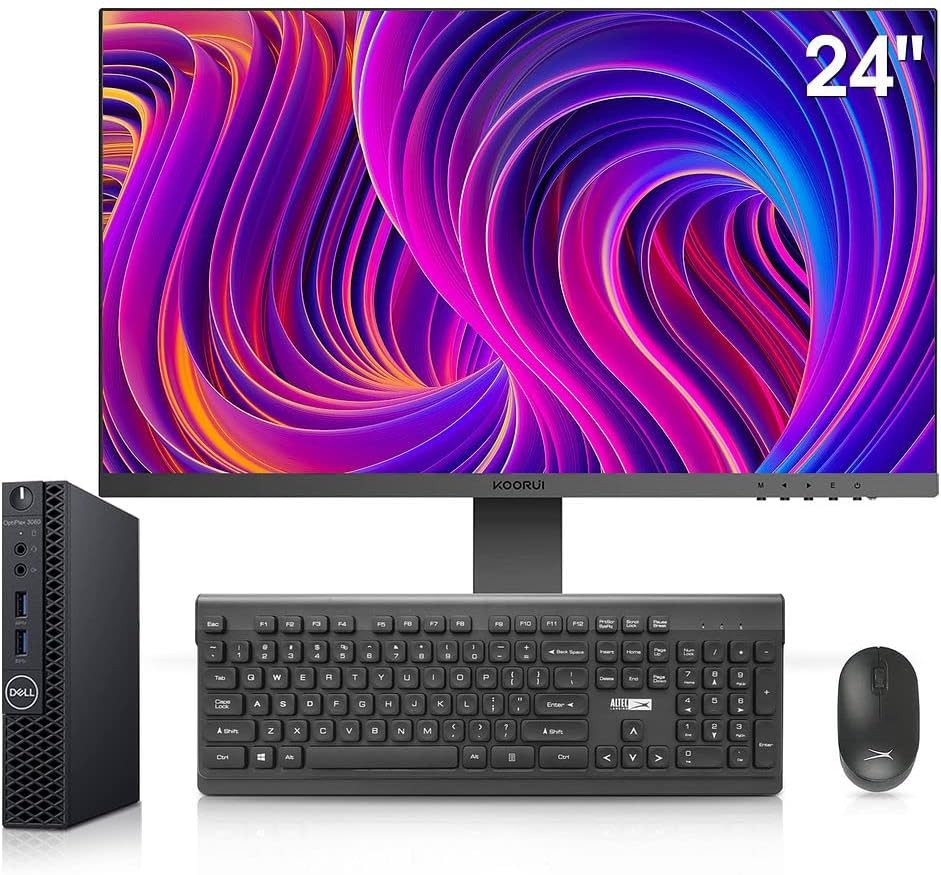 Dell OptiPlex 3060 Mini PC Windows 11 Desktop Computers with 24 Inch Full HD Monitor, Intel Hexa-Core i5-8500T,32GB DDR4 1TB M.2 NVMe SSD,AX210 Built-in WiFi 6e,HDMI Wireless Keyboard Mouse(Renewed)