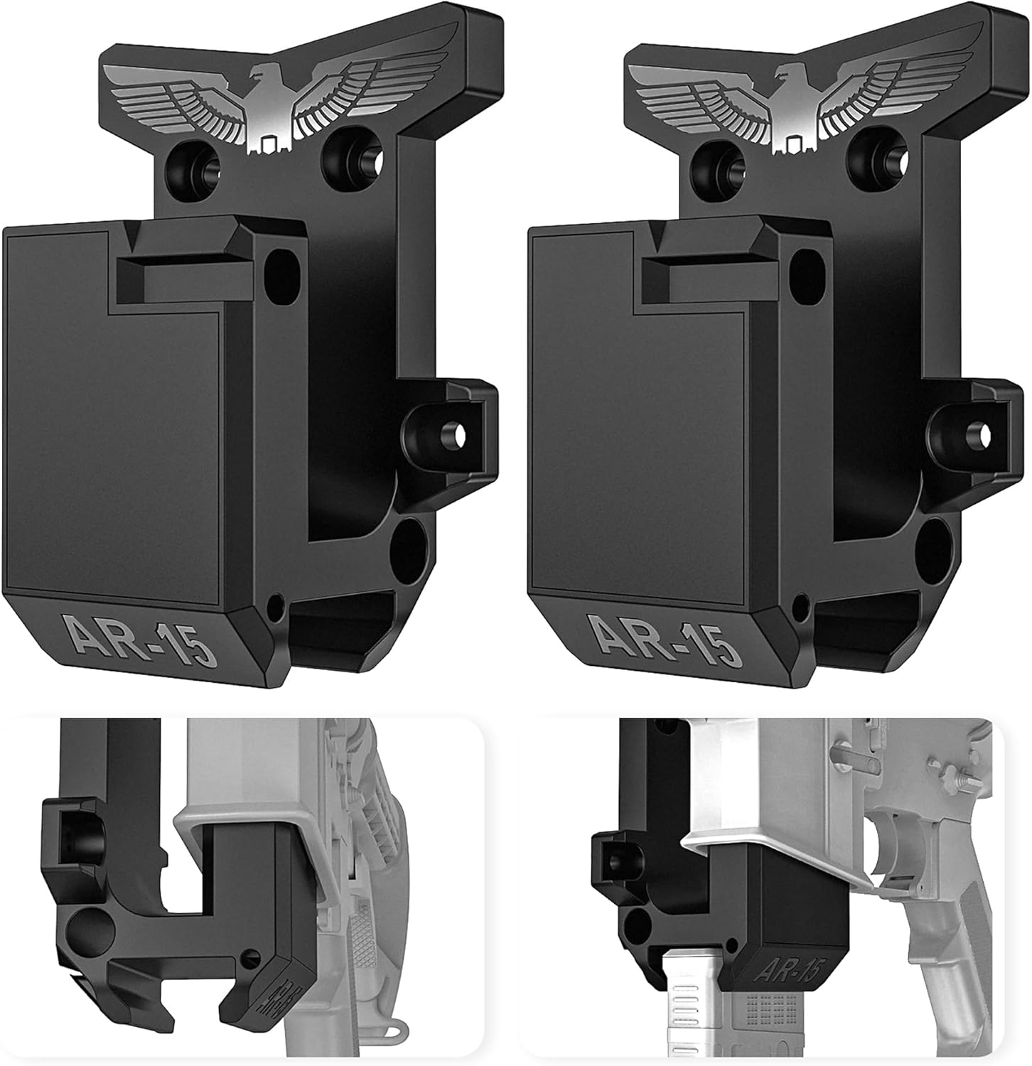 Witto 2-Pack AR15 Wall Mount for 223/5.56 Rifle+Magazine, AR Rifle Wall Rack Runner Mount Display with Strong and Solid PA Material, Frosted Surface, AR Mount for Wall,Withstand 300Lbs of Tension