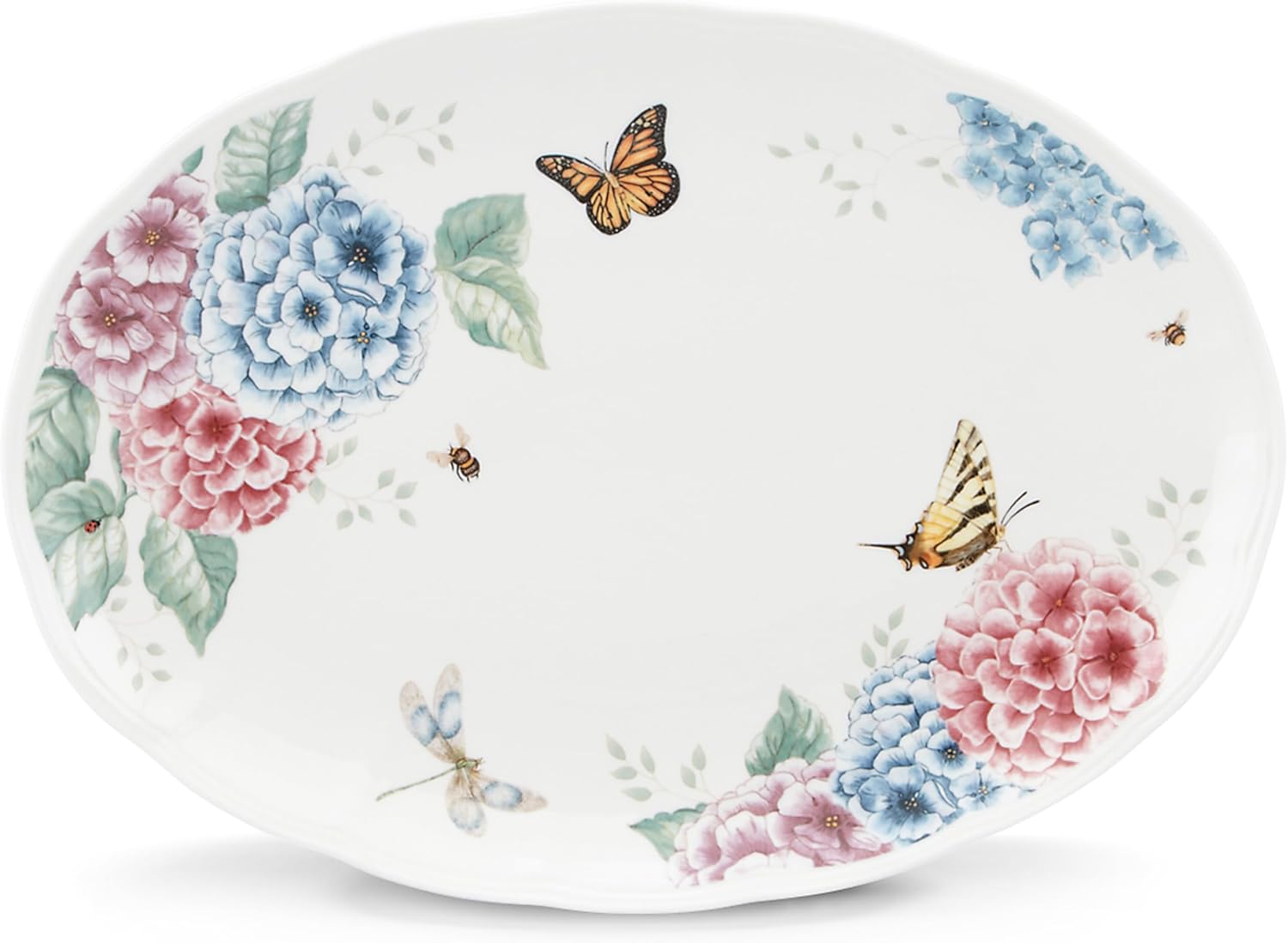 Lenox Butterfly Meadow Hydrangea Large Oval Platter, White –