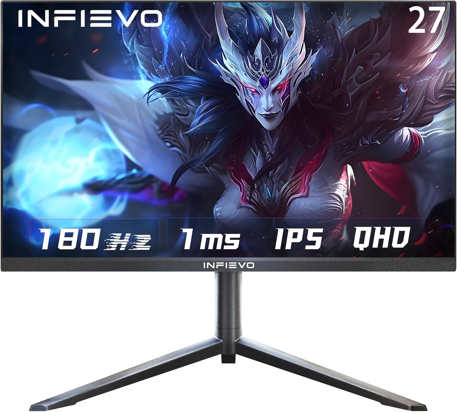 Gaming Monitor 27 Inch QHD 1440P Computer Monitor 180Hz IPS 1ms, FreeSync, Ultra-Thin PC Monitor, VESA Compatible, Liftable and Pivotable Stand, Eye Care, HDMI/DPX2