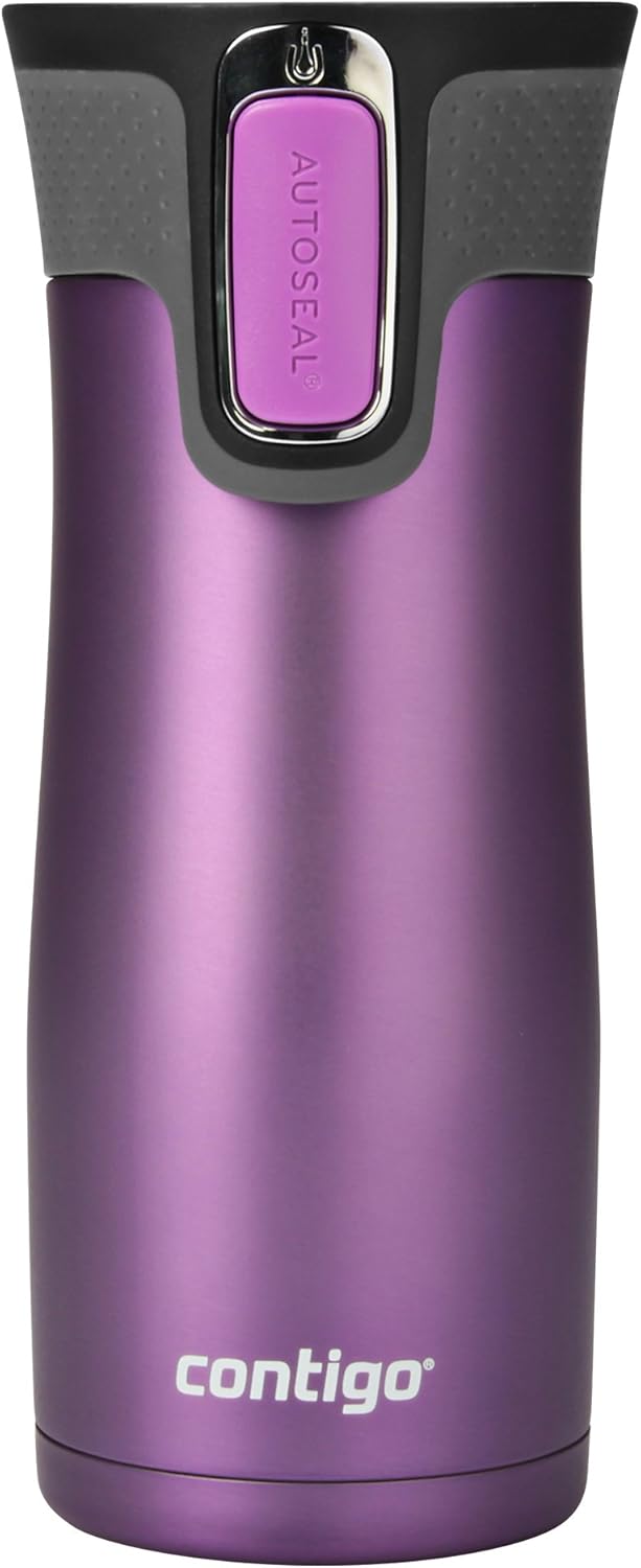 Contigo West Loop Stainless Steel Vacuum-Insulated Travel Mug with Spill-Proof Lid, Keeps Drinks Hot up to 5 Hours and Cold up to 12 Hours, 16oz Bright Lavender