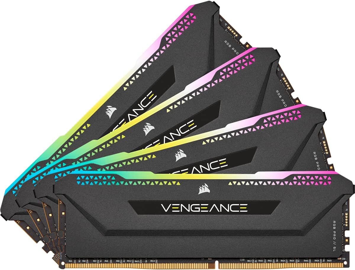 CORSAIR VENGEANCE RGB PRO SL 64GB (4x16GB) DDR4 3600 (PC4-28800) C18 1.35V Desktop Memory – Black