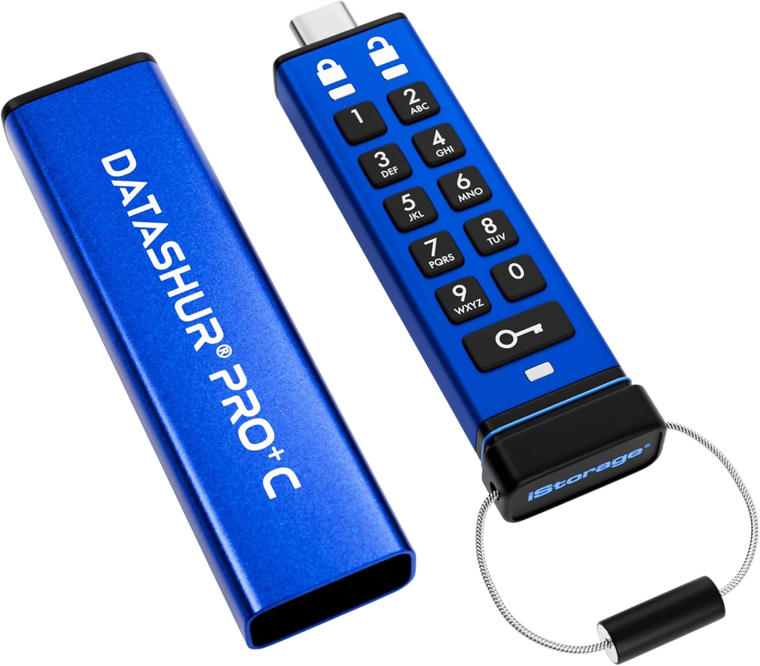 iStorage datAshur PRO+C 32GB | Secure USB Type-C Memory Stick | FIPS 140-3 Level 3 Pending | PIN Protected | Type C-A Adapter Included.