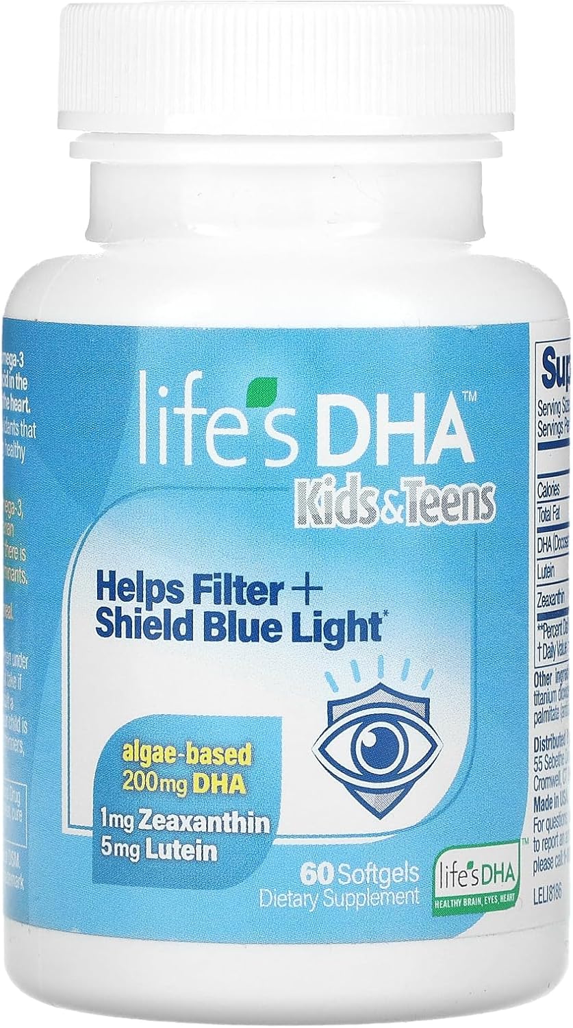 Life’s DHA Kids & Teens with Lutein – Helps Filter & Shield Blue Light – Daily Supplement to Support Eye Health and Brain Health – Non-GMO – 60 Softgels, Multi