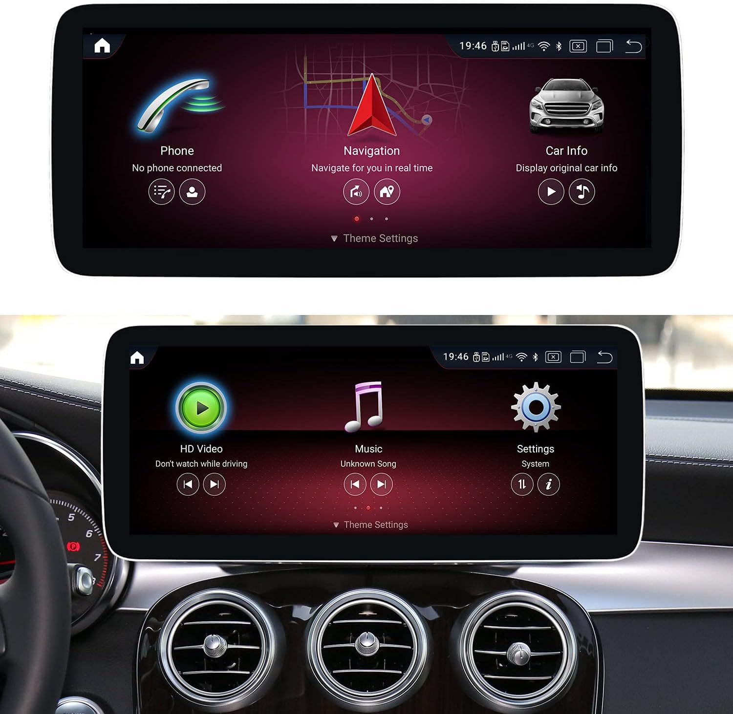 Android 12.3inch HD1920 Screen Upgrade Display Monitor 4G LTE Multimedia Player GPS Navigation for Mercedes Benz C GLC Class (2014-2018) W205 NTG5