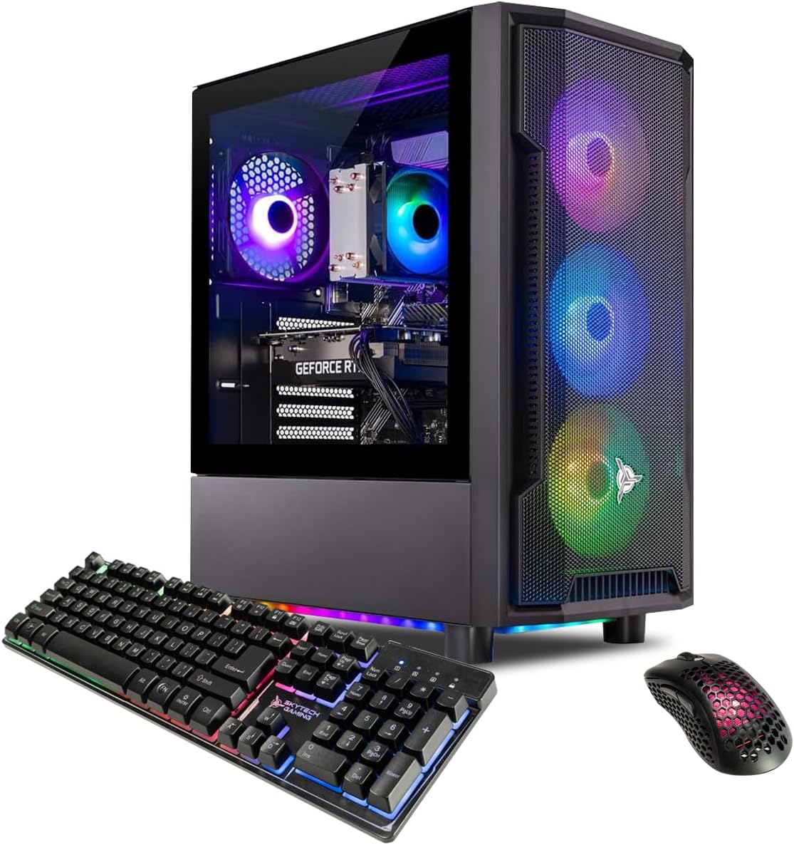 Skytech Shadow Gaming PC Desktop, Intel i5 13400F 2.5 GHz (4.6GHz Turbo Boost), NVIDIA RTX 4060 8GB GDDR6X, 2TB SSD, 32GB DDR5 RAM 5200 RGB, 650W Gold PSU, Wi-Fi, Win 11 Home, V3D Feature on Mobile