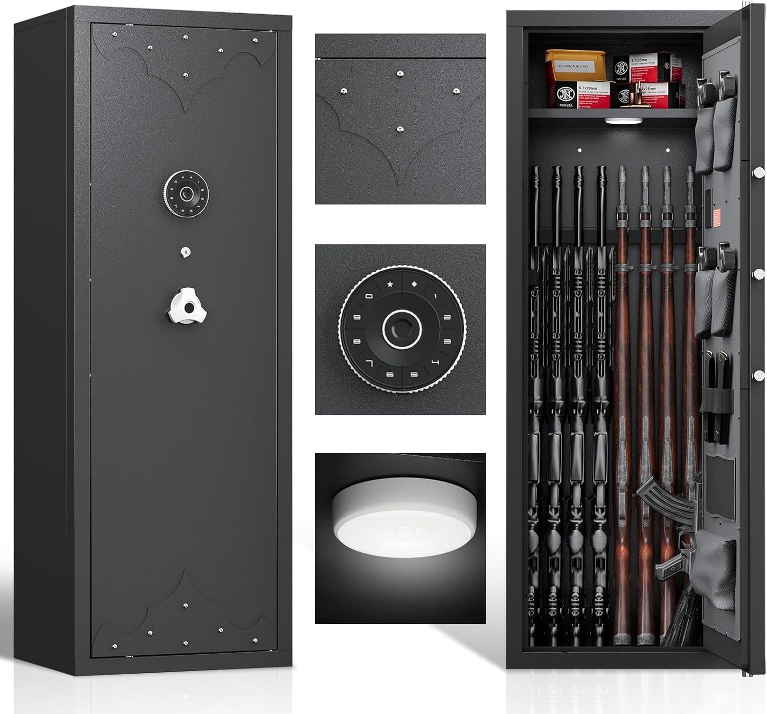 KAER 2024 New 10-12 Gun Safe, Large Gun Safe for Home Rifle and Pistol, Gun Cabinet, Rifle Safe, Quick Access Gun Safe