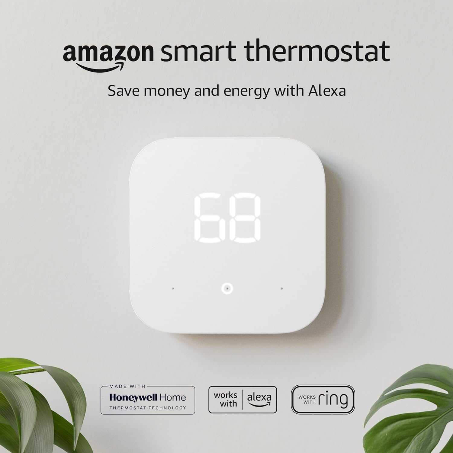 Amazon Smart Thermostat – Save money and energy – Works with Alexa and Ring – C-wire required