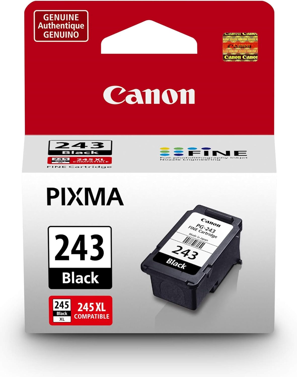 Canon PG-243 Genuine Black Ink Cartridge, Compatible with iP2820, MX492, MG2420/2520/2920/2922/2924/3020/2525, TS3120/302/302a/202/4520/3320