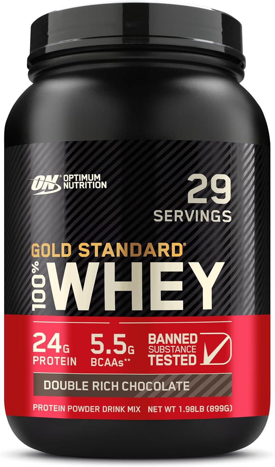 Optimum Nutrition Gold Standard 100% Whey Protein Powder, Double Rich Chocolate, 2 Pound (Packaging May Vary)