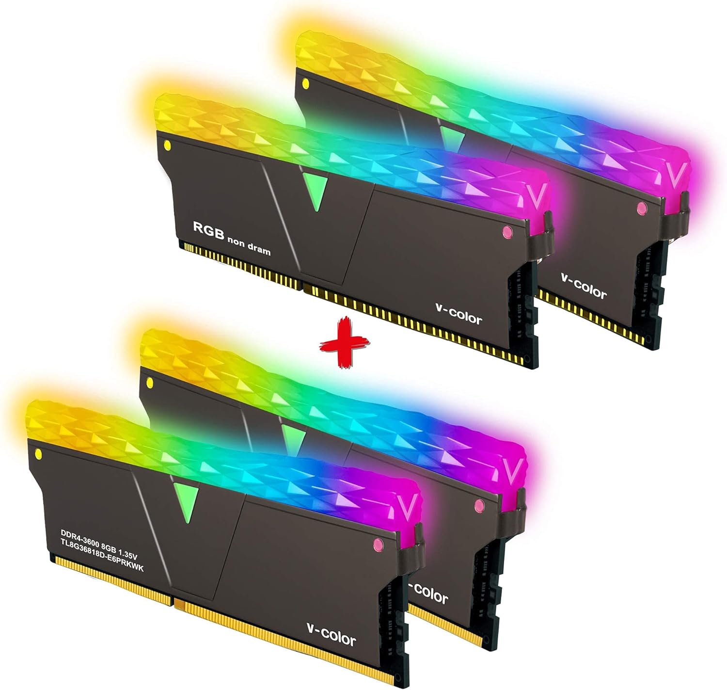 V-Color Prism Pro RGB DDR4 16GB(2x8GB+2xDummy) 3600MHz (PC4-28800) RAM with RGB Filler Kit Gaming Desktop Gaming Memory Module Ram -SCC Kit Jet Black (SCC-TL8G36818D-E6PRKWK)