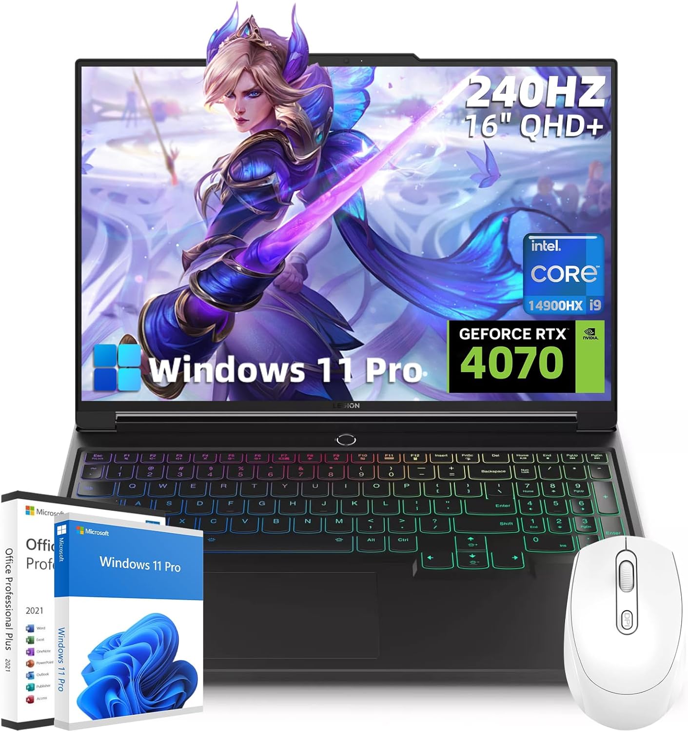 Lenovo Legion 7i Gen 9 Gaming Laptop – 16″ WQXGA IPS 500nits 240Hz, Intel 24-Core i9-14900HX, GeForce RTX 4070, 64GB DDR5, 4 TB SSD, RGB Backlit, Win 11 Pro, with Microsoft Office Lifetime License