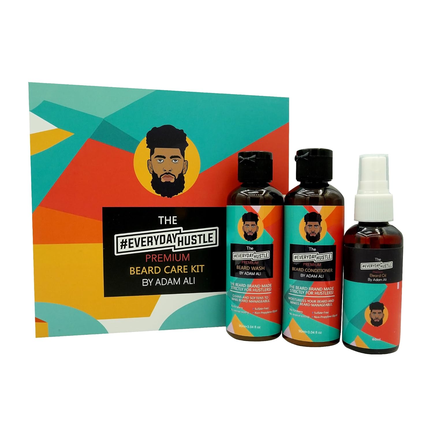 #EverydayHustle Premium Beard Care Kit for Men – With Shampoo, Conditioner & Spray Beard Oil – The Ultimate Beard Kit for Beard Moisture, Softening, Detangling, Grooming – 3-in-1 Pack