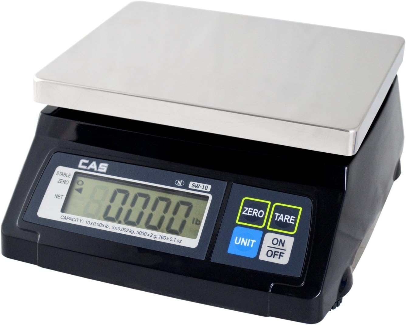 CAS SW-RS (20LB) SW-1RS Series POS Interface Portion Control Scale, 20lb Capacity, 0.01lb Readability