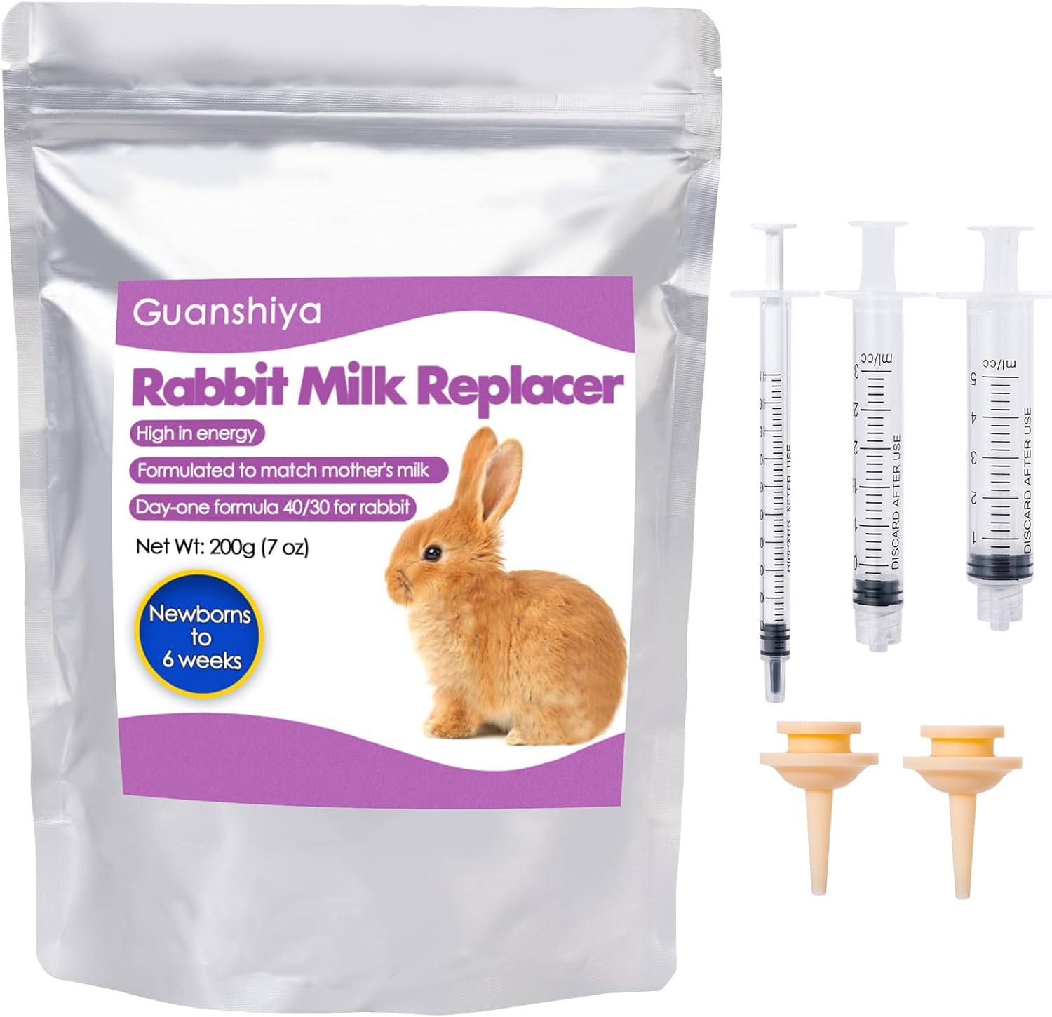 Rabbit Milk Replacer, 200 Grams Bunny Milk Replacement – High-Protein Formula for Newborn Bunnies & Orphaned Baby Rabbits, Supports Gut Health and Digestion