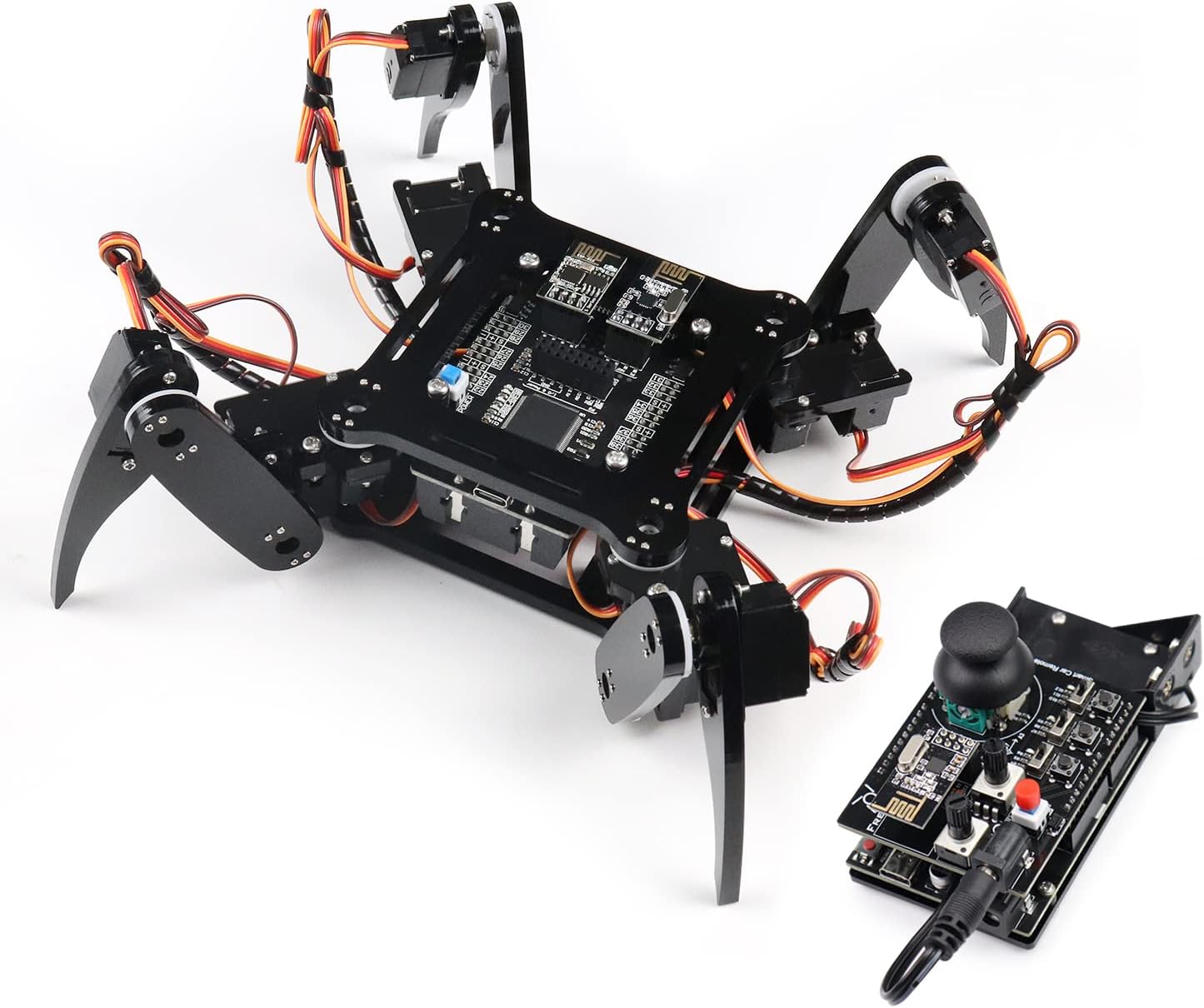 FREENOVE Quadruped Robot Kit with Remote (Compatible with Arduino IDE), App Remote Control, Walking Crawling Twisting Servo STEM Project