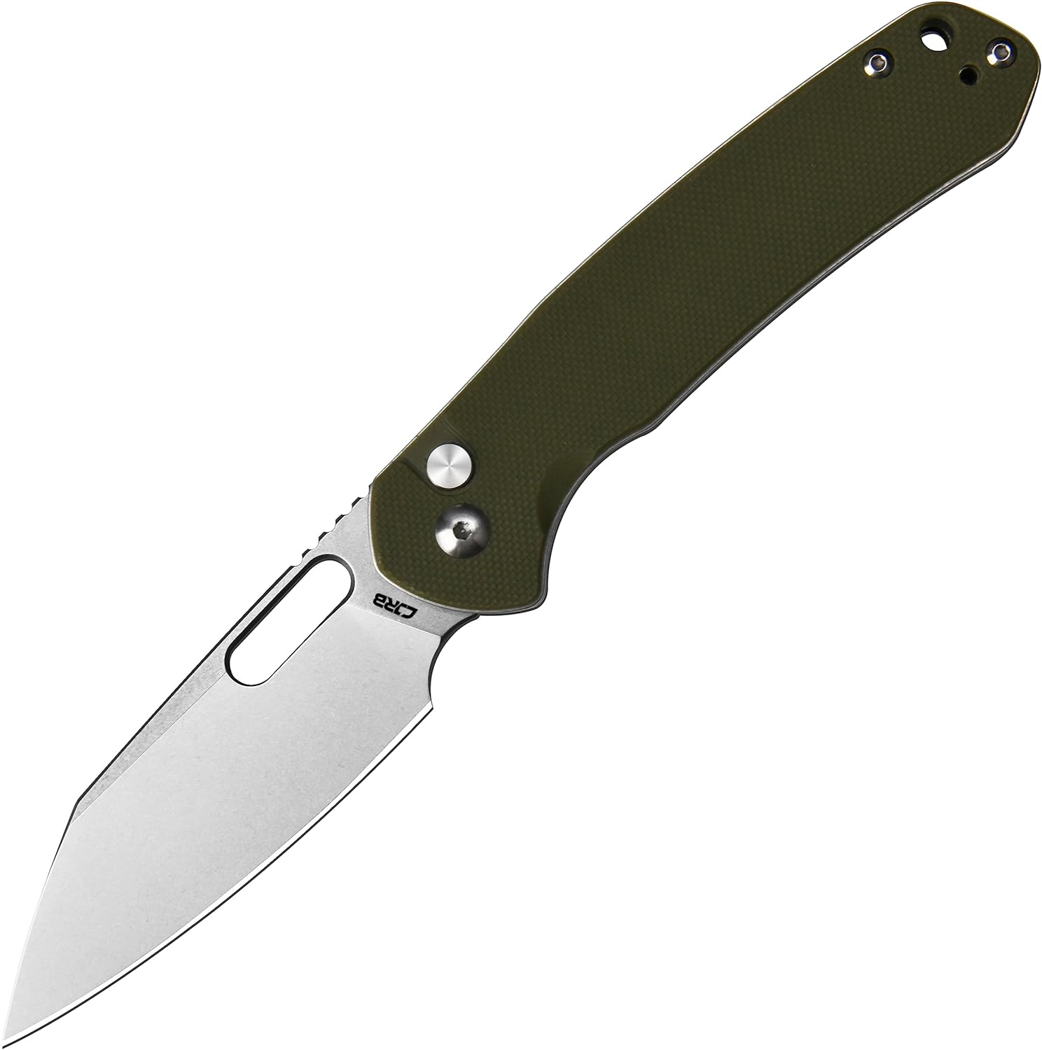 CJRB Pyrite-Alt (J1925A) Folding Pocket Knife with 3.11” Stone Wash AR-RPM9 Wharncliffe Blade Green G10 Handle,Button Lock EDC Knife with Thumb Hole for Tactical,Outdoor,Hiking and Gift