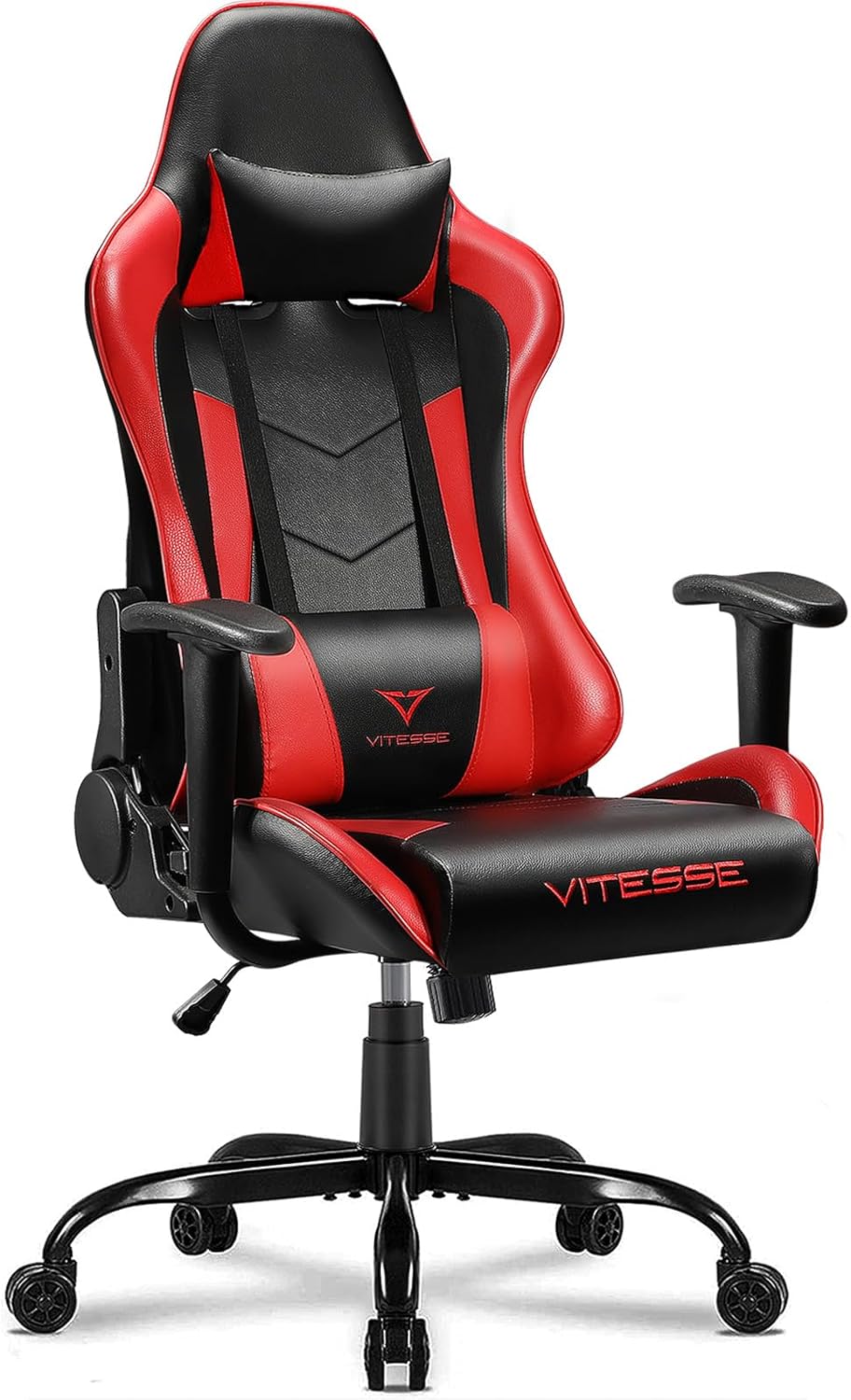 VITESSE Ergonomic Red Gaming Chair for Adults, 330 lbs PC Computer Chair, Racing Office Chair, Silla Gamer Height Adjustable Swivel Chair with Lumbar Support and Headrest…