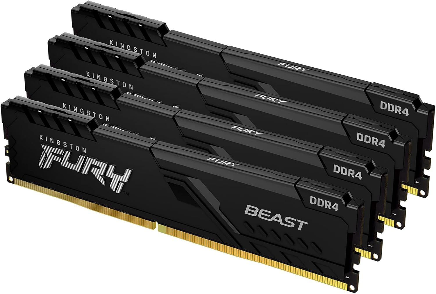 Kingston FURY Beast 64GB (4x16GB) 3200MHz DDR4 CL16 Desktop Memory Kit of 4 KF432C16BBK4/64,Black