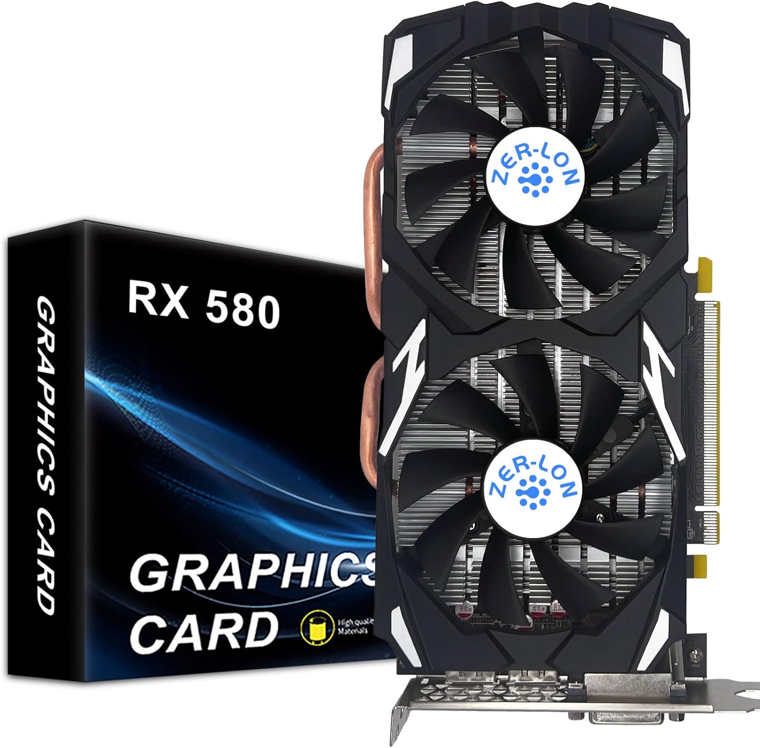 RX 580 8GB Graphics Card, 2048SP 1289MHz GDDR5 256 Bit Pc Gaming Video Card with Dual Cooling Fan, HDMI, 3*DP, DVI-Output, PCI Express 3.0 Computer GPU for Office and Gaming