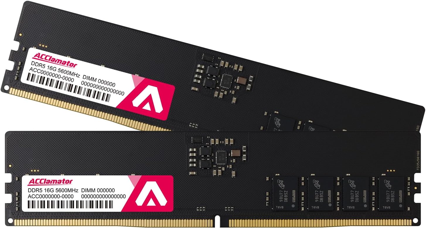 DDR5 32GB 5600MHz Ram （16GB×2）(PC4-44800) Desktop (DIMM) Computer Memory CL42 (5600MT/s XMP3.0/Expo) Acclamator