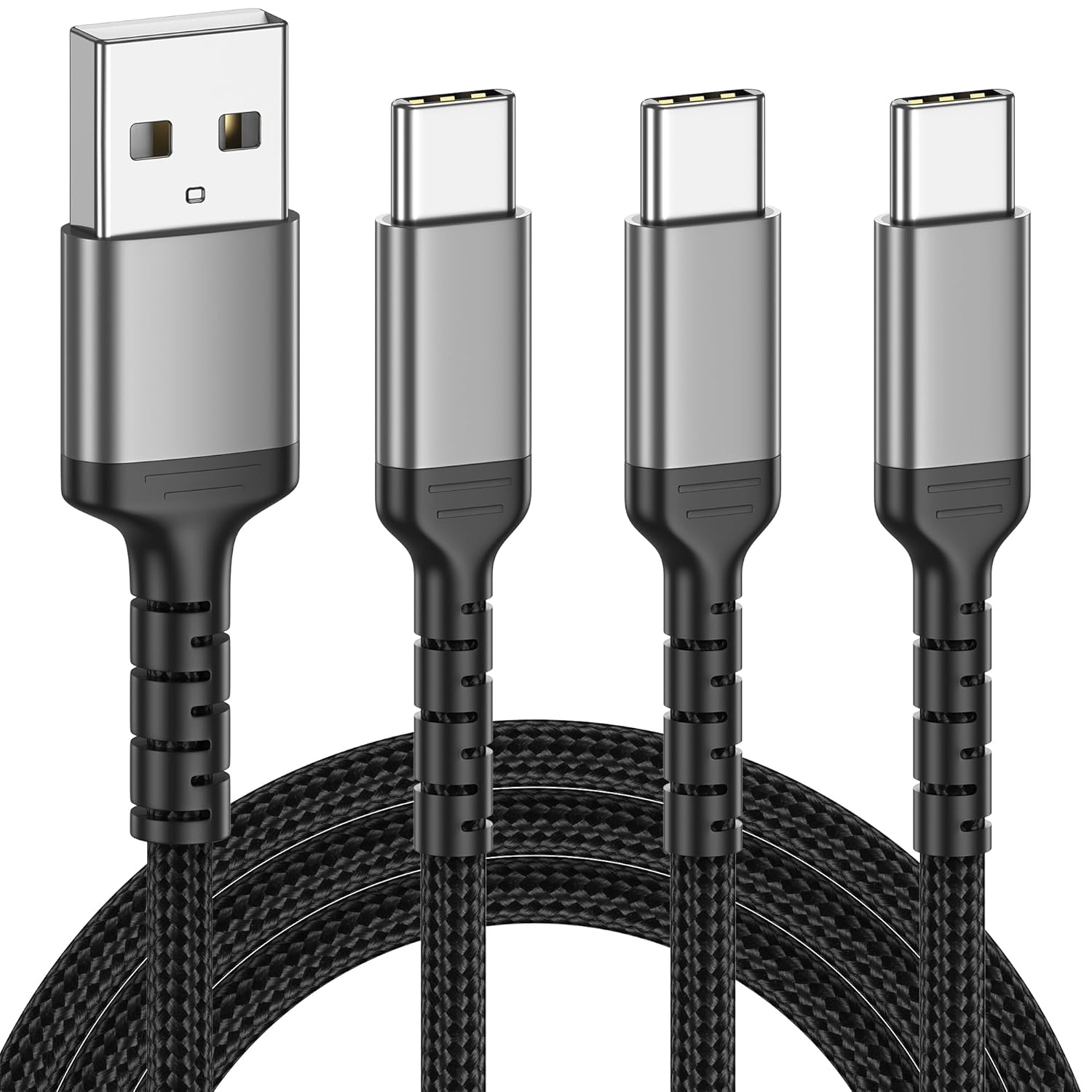 3ft USB C Charger Cord 3 Pack, Braided USB A to USB Type C Cable Fast Charging 3A Compatible with iPhone 15 Pro/Max Samsung Galaxy S22 Ultra Google Pixel 8 Pro